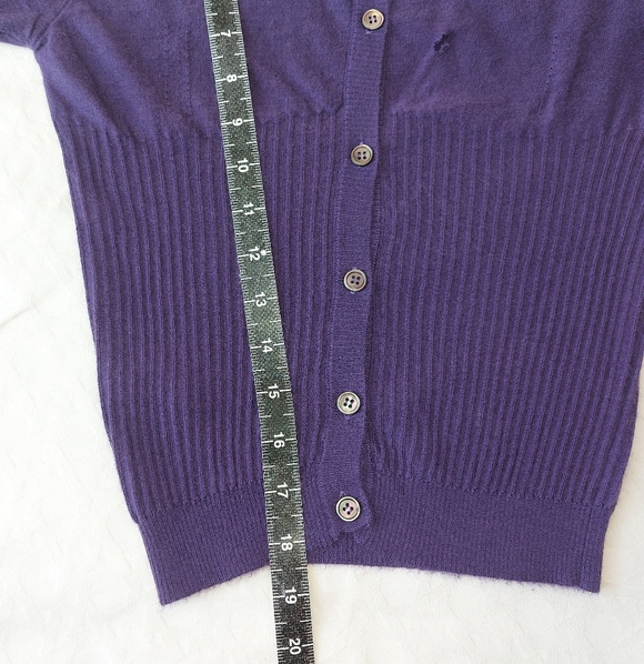 Marni Cashmere Cardigan Size 38 Purple Button-Up Fitted Stretch Cropped Rib Knit - Picture 5 of 7